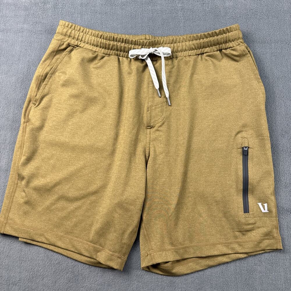 Vuori Shorts Mens Médium Brown 7 Inch Athletic Drawstring Zip Pockets Style V381